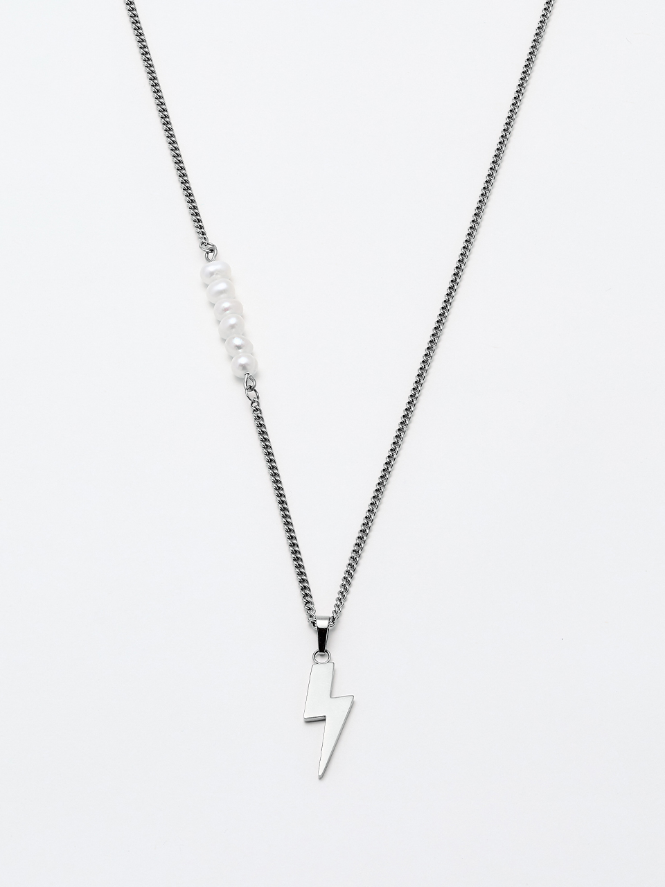 클라쎄14 Duality Lightning Necklace Silver &amp; White Pearl JDN21SW001M