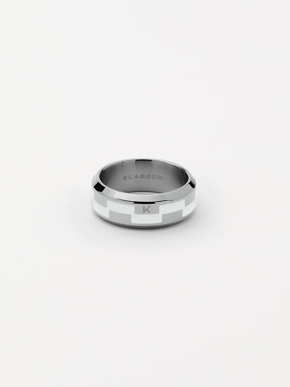 클라쎄14 Duality Grinder Ring Silver &amp; White Enamel JDR21SW001