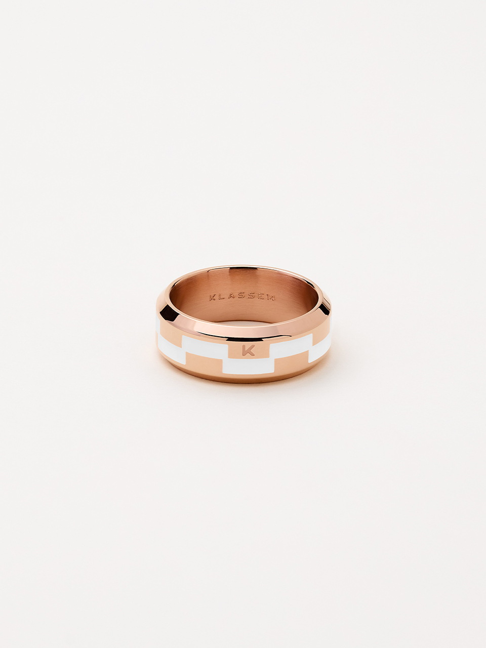 클라쎄14 Duality Grinder Ring Rose Gold &amp; White Enamel JDR21RW001