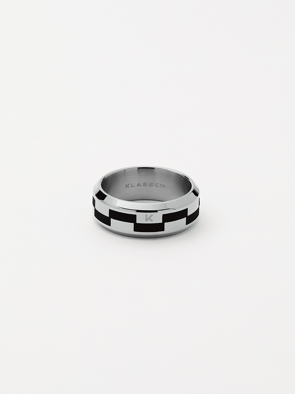 클라쎄14 Duality Grinder Ring Silver &amp; Black Enamel JDR21SB002